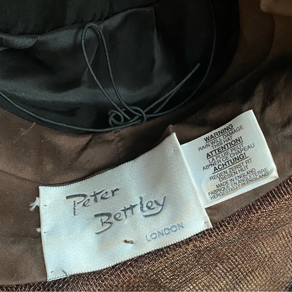 PETER BETTLEY London Chocolate Brown Straw Velvet Feather Fascinator Hat - Picture 14 of 16